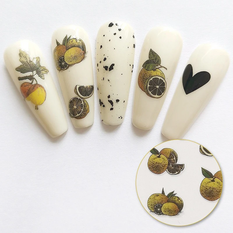 Наклейки 3D для ногтей с фруктами и лимоном клейкие слайдеры ногтями новый дизайн