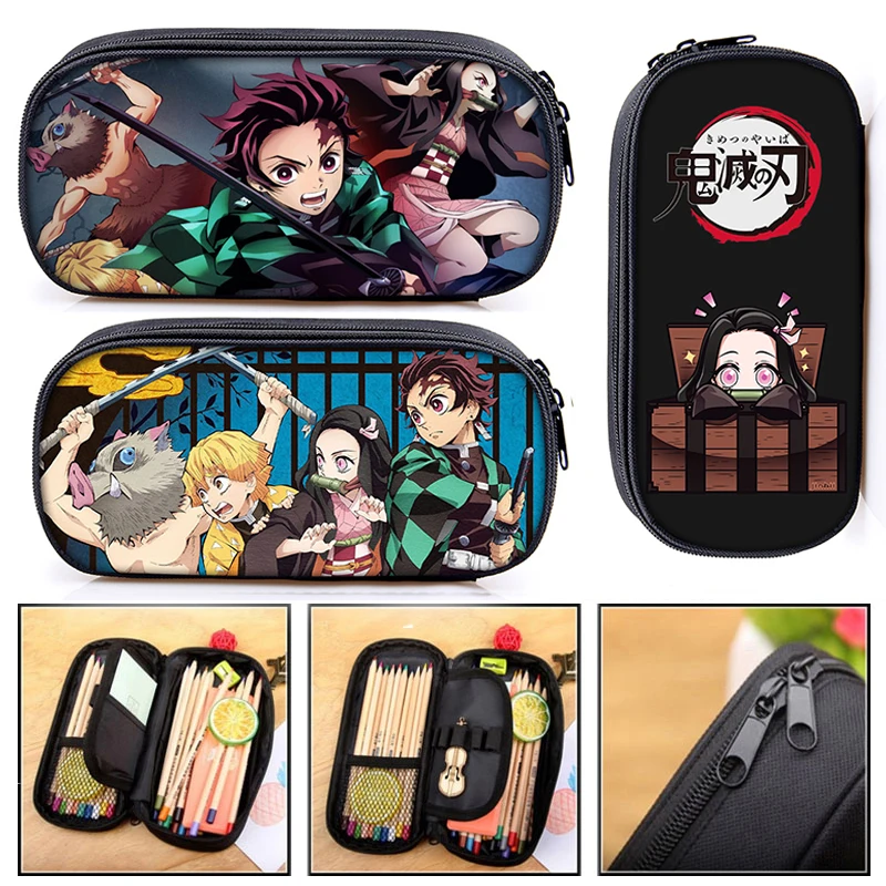 

Anime Demon Slayer Kimetsu No Yaiba pencil Case Boy Girl Student Stationery Bag Woman Cosmetic Case Pencil Bag Multifunctional