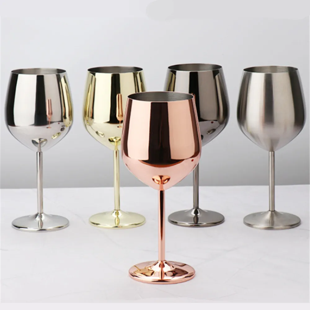 

2PCS Red Wine Glass Champagne Goblet Cocktail Glass 200ML/500ML Copper Plated Wineglass Home Party Drop-Resistant Stainless Cup