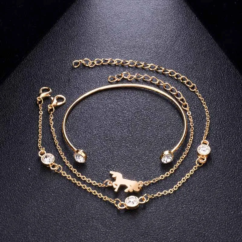 3 шт./компл. винтажные Ретро бриллианты Золотая лошадь Кристалл Открытые