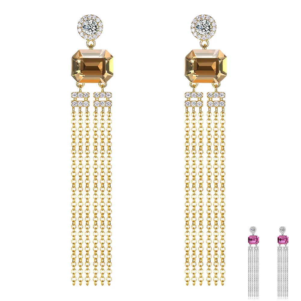 

ZEMIOR 925 Sterling Silver Geometric Drop Earrings For Women Austria Crystal Tassel Earring Anniversary Fine Jewelry New Arrival