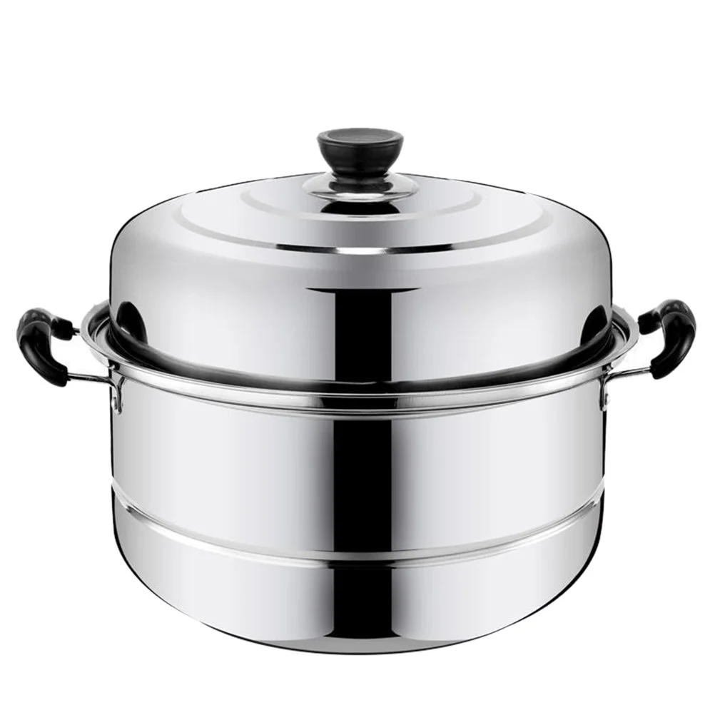 

1Pc Stainless Steel Steam Pot Double-layered Food Steamer Stockpot Soup Pot