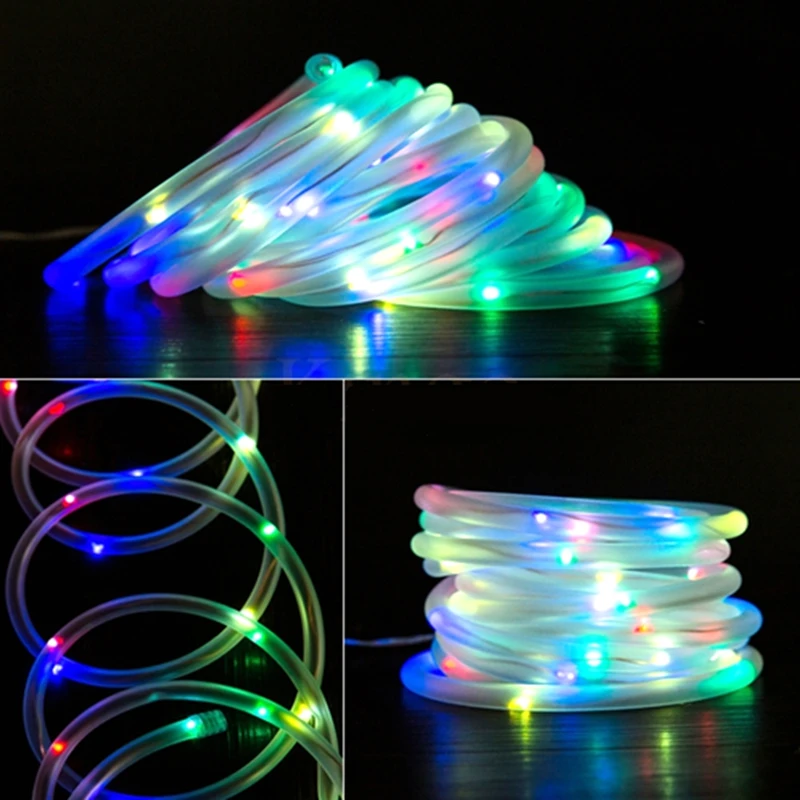 4 цвета водонепроницаемый 7 м 50 LED Солнечный веревочный трубчатый светодиодный