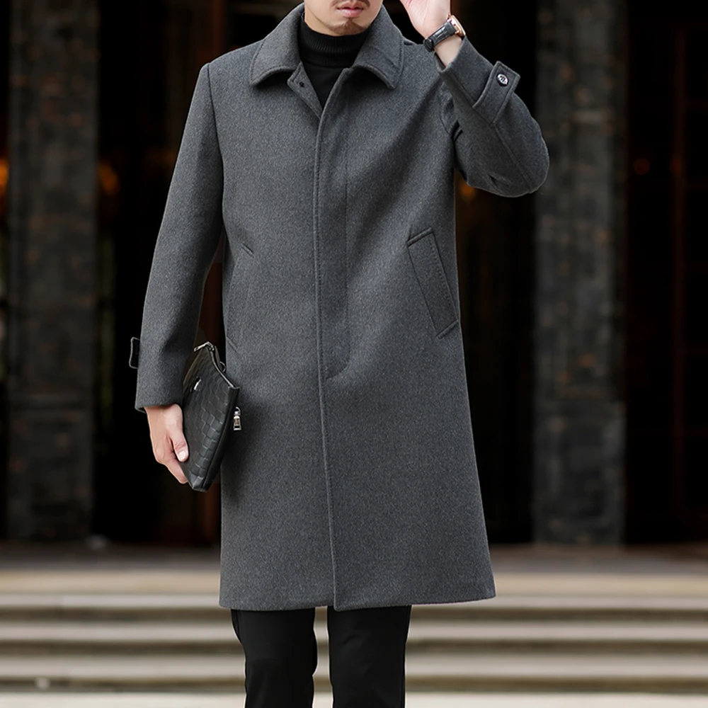 Мужской длинный шерстяной Тренч Mu Yuan Yang модная Толстая куртка размеры 4XL для зимы