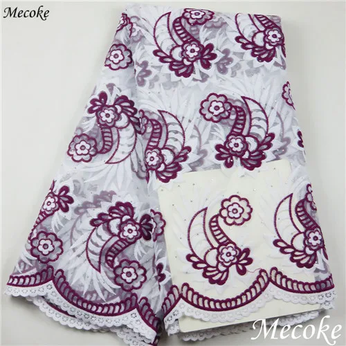 Navy purple Желтая почва Цвет Новое поступление вышивка Тюлевая кружевная ткань в африканском стиле ткань органза для свадебной одежды платье Высокое качество французское кружево - Цвет: Navy purple