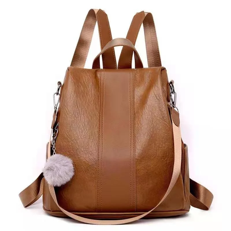 

Женский однотонный рюкзак из ПУ кожи, модная дорожная школьная сумка для женщин, повседневный тоут на ремне