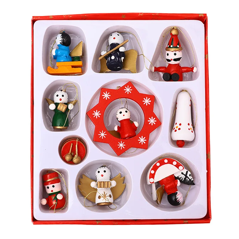 

10 шт., деревянные подвески для украшения ёлки