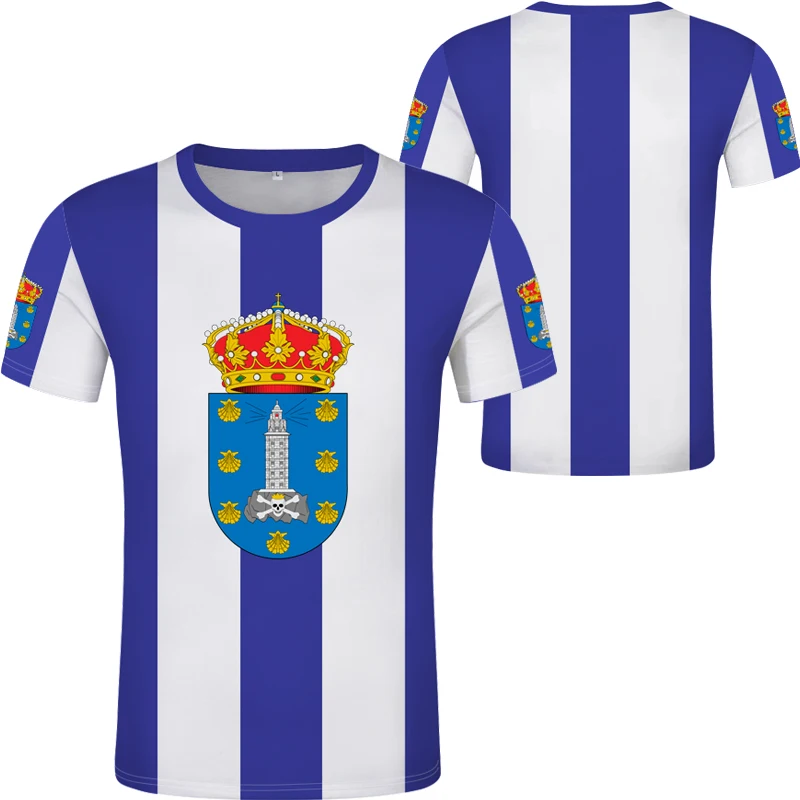 La Coruna T-shirt free custom football shirt casual Spanish Galicia T-shirtA Provincial Flag | Мужская одежда