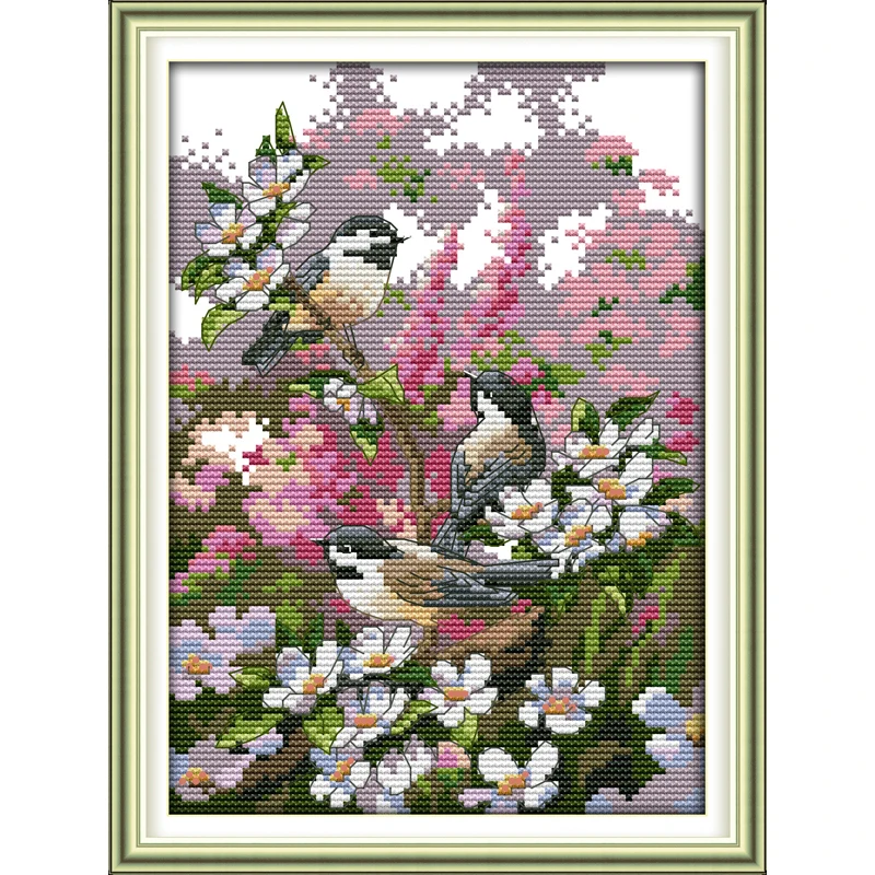 

Everlasting Love Christmas Three Birds Chinese Cross Stitch Kits Ecological Cotton Stamped 11CT 14 CT New Store Sales Promotion