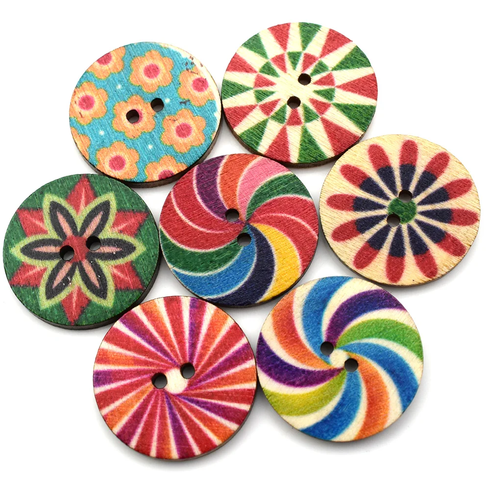 50 шт. Ретро Печать Круглые Деревянные Кнопки шитье скрапбукинга одежда подарки