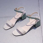 Женские босоножки на высоком каблуке, однотонные туфли-лодочки из мягкой искусственной кожи, на ремешке с пряжкой, обувь для вечеринки, Новинка лета 2021