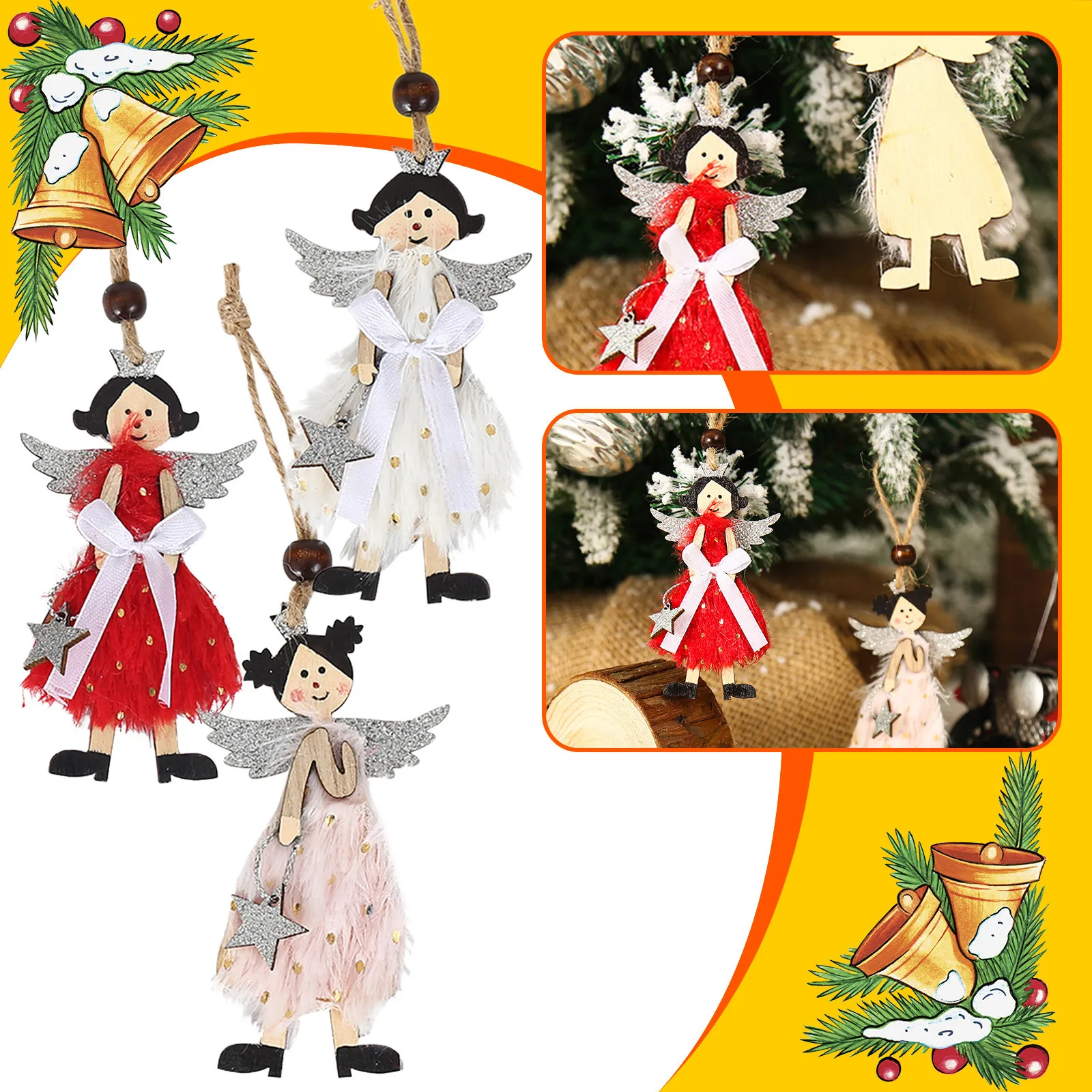 

Украшение рождественская милая плюшевая подвеска в виде ангела для девочки украшения для рождественской елки Новогодние рождественские п...