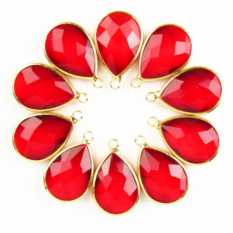 

Top Stone 10Pcs 22x13x5mm Wrapped Faceted Red Crystal Teardrop Glass Crystal Stone Droplet for Jewelry Making