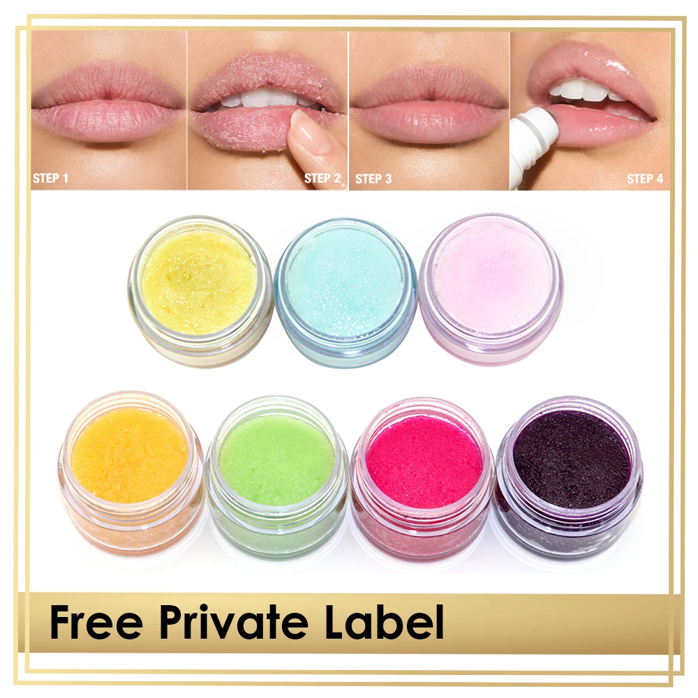 

Lip Scrub Customized Logo Natural Vegan Lip Care Scrub Exfoliating Smooth Organic Fruit Sugar Lip Repair Soft Lips Care