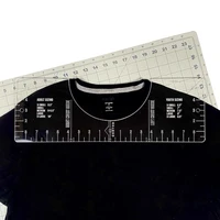 1pcs foldable transparent acrylic t shirt guide ruler design fashion rulers with size chart diy crafts sewing accessories