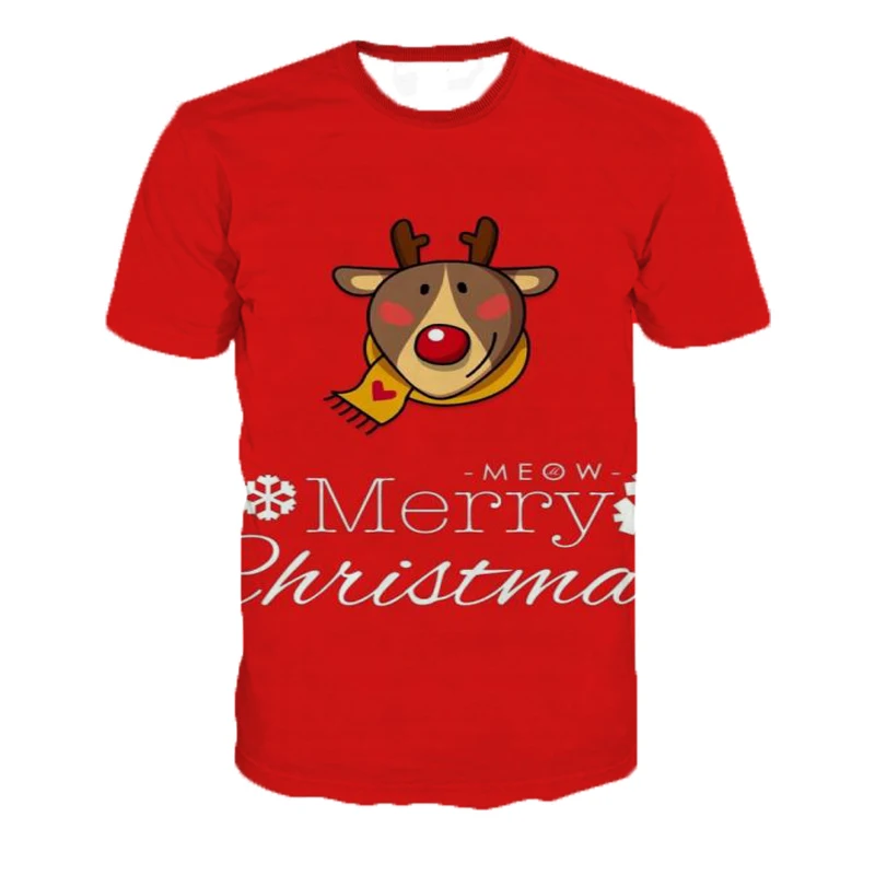 Funny Christmas 3d Print Unisex Couples Clothing Rock Casual Shirt Men Cute Santa T-Shirt 5XL Wholesale |