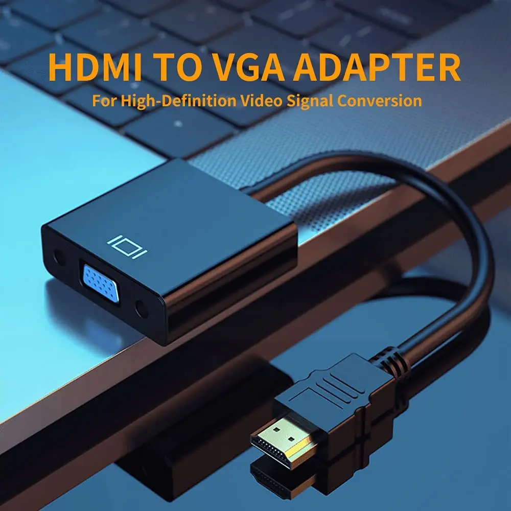 Адаптер HD-VGA позолоченный Переходник HDMI штекер-гнездо VGA Поддержка компьютера