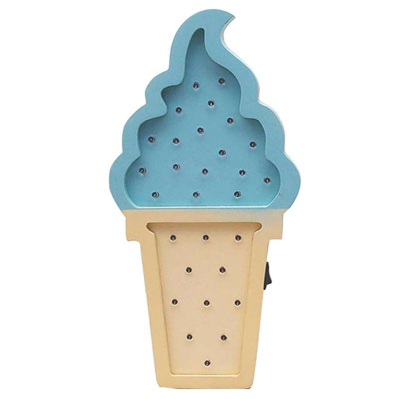 Милый 3D Деревянный светодиодный ночник с мороженым для детской спальни