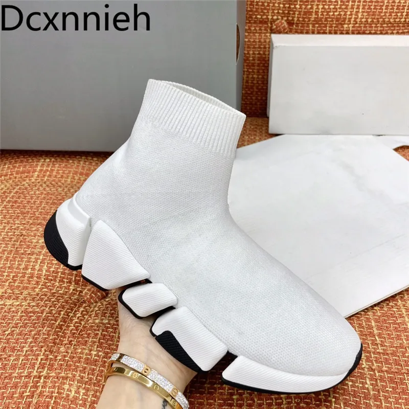 

runway Spring ankle boots women yellow knitting round toe Lean leg Elastic boat boots woman winter sock boots women Mujer 2021