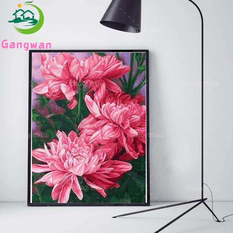 

pink chrysanthemum Diamond Mosaic Peonies/Floral 5d DIY Diamond Painting Wall stickers Cross Stitch Kits Full Diamond Embroidery