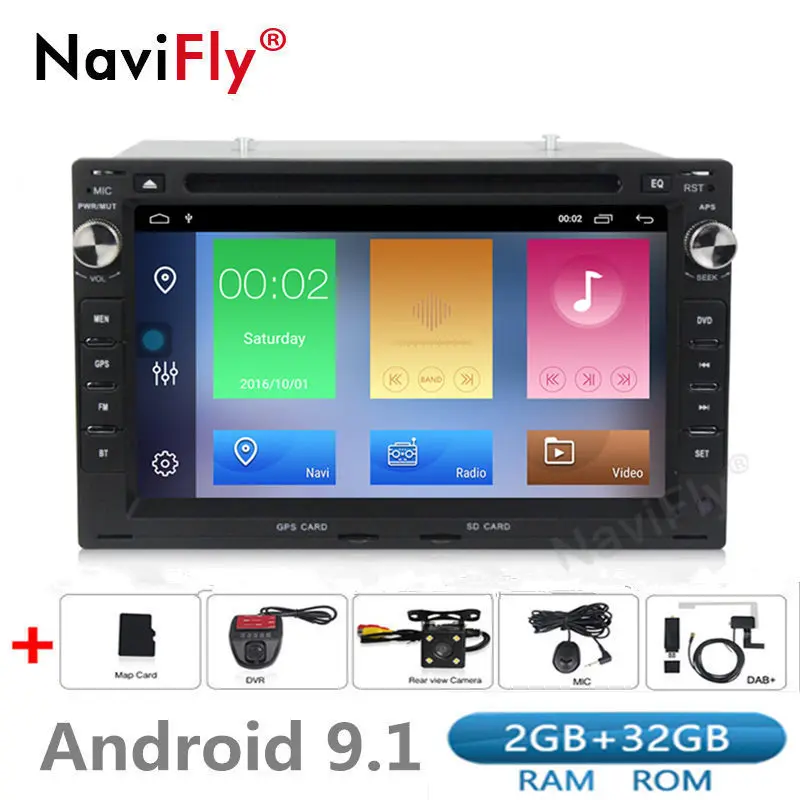 dvd camera DVR DAB 2din 2+ 32G Android 9,1 автомобильный dvd-плеер gps навигация для Фольксваген Пассат B5 MK5 Гольф транспортер поло радио FM BT wifi RDS - Цвет: dvd camera DVR DAB
