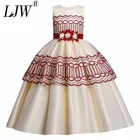 Новинка, элегантные модные платья для рождественской вечеринки для девочек, кружевные лоскутные платья принцессы с полурукавами и цветами для свадебной вечеринки, 2022