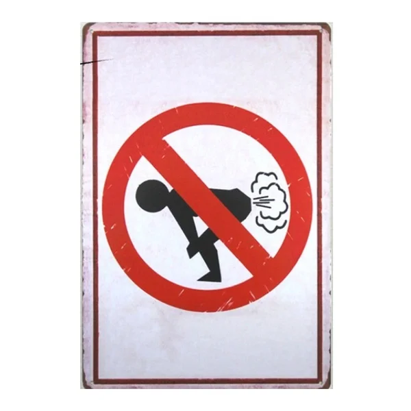 

Vintage Tin Signs No Farting! Pin-up Metal Decor Wall Art Garage Hot Shop Bar Signs 20*30cm