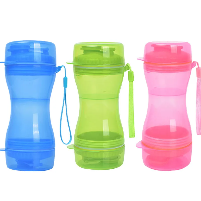 

2-in-1 Pet Water & Food Bottle Portable Outdoor Drinker for Dogs Cats Water Bottle Cup with Bowl Travel Water Dispenser Feeders