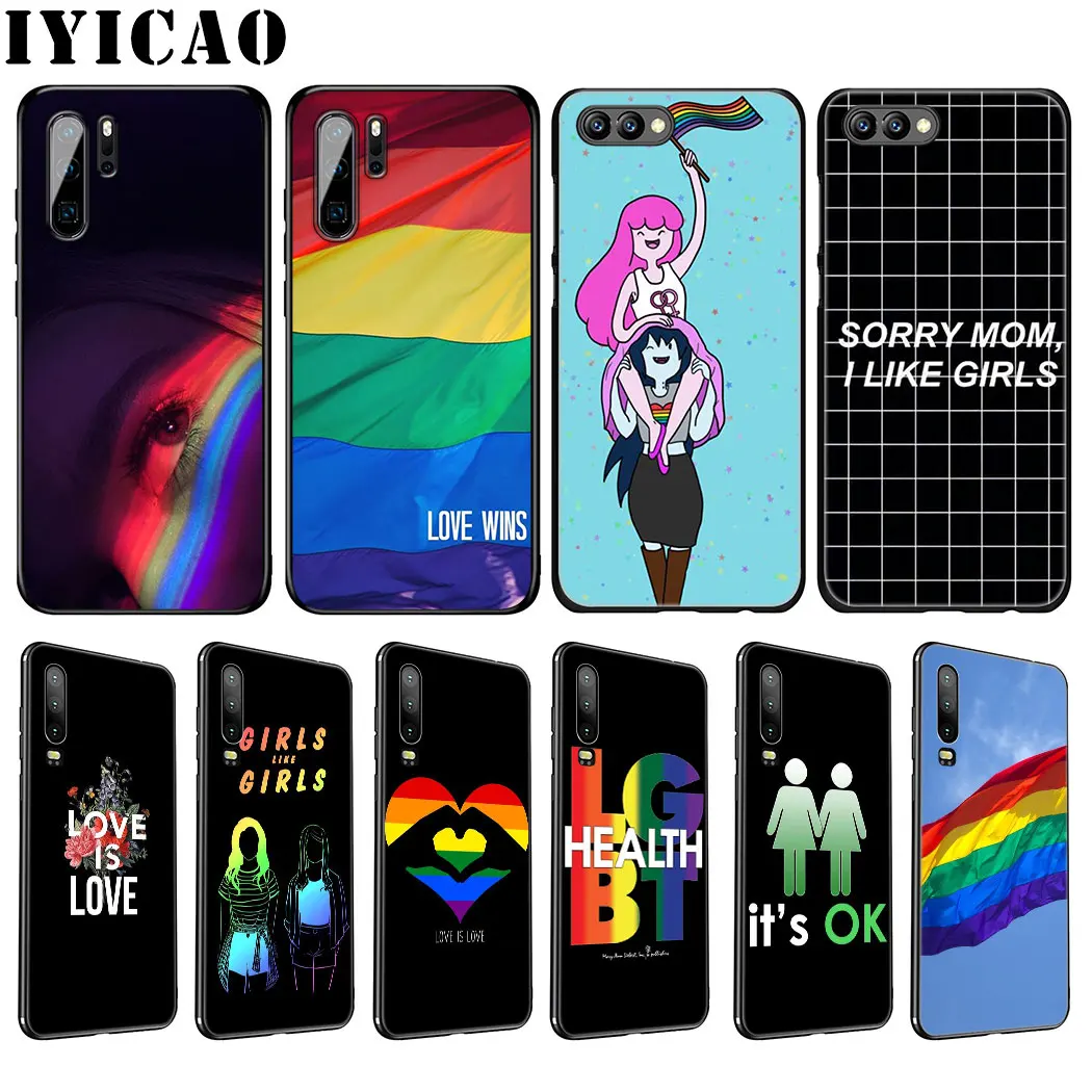 Чехол IYICAO для лесбиянок LGBT Rainbow Pride мягкий чехол Huawei P30 P20 Pro P10 P8 P9 Lite Mini 2017 P Smart Z Plus
