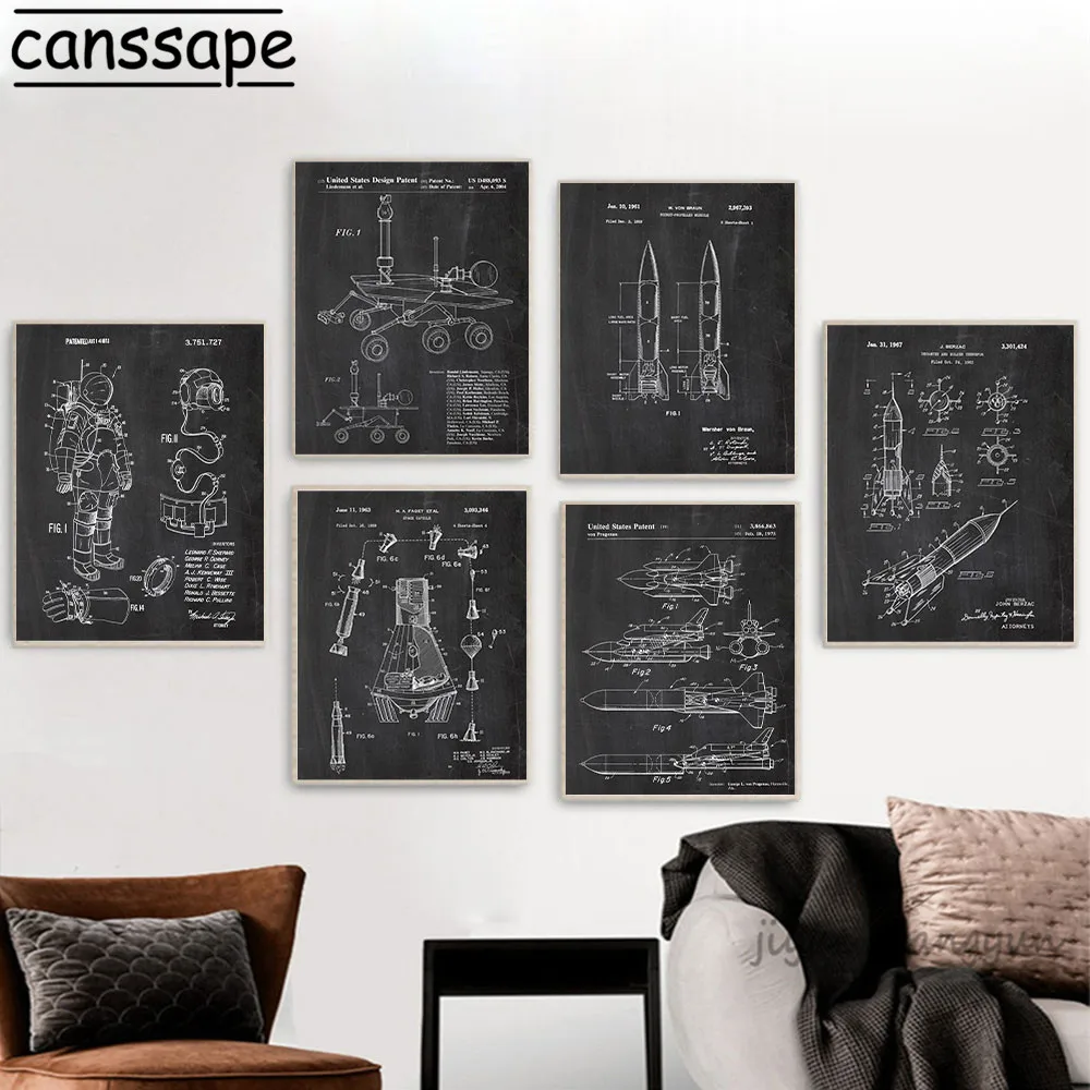 Механические произведения искусства печать на холсте плакаты с роботами ракета