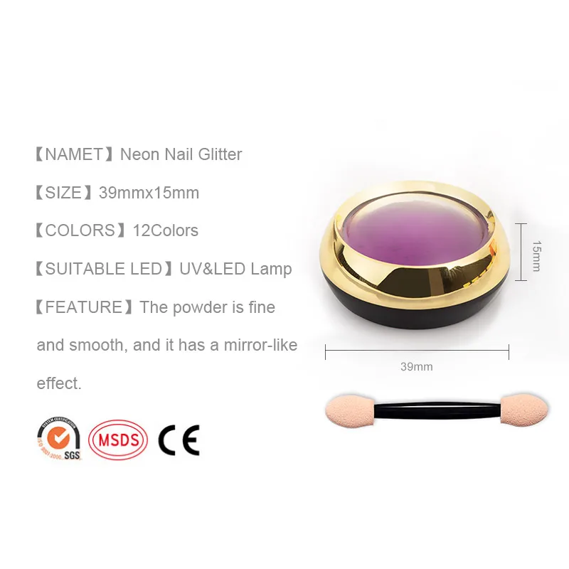 Vrenmol неоновый гвоздь порошковый флуоресцентный лак для ногтей пыль тени Блеск