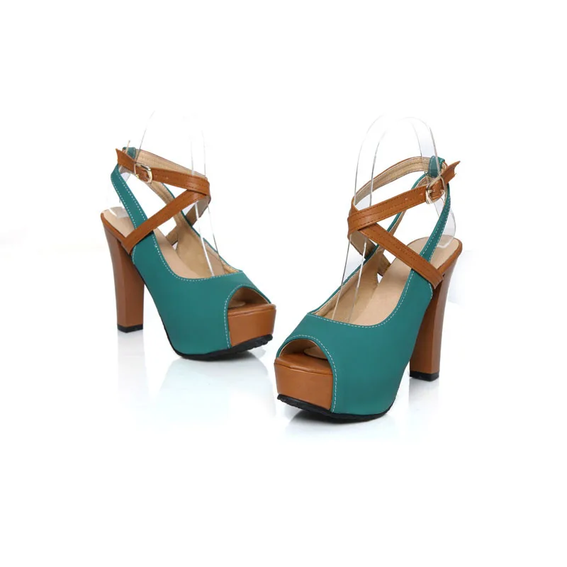 

2021 Spring New Arrivals Peep Toe Women Sandals Buckle Strap Sandals High Heels With Platform Sandales Fashion Ladies Shoes