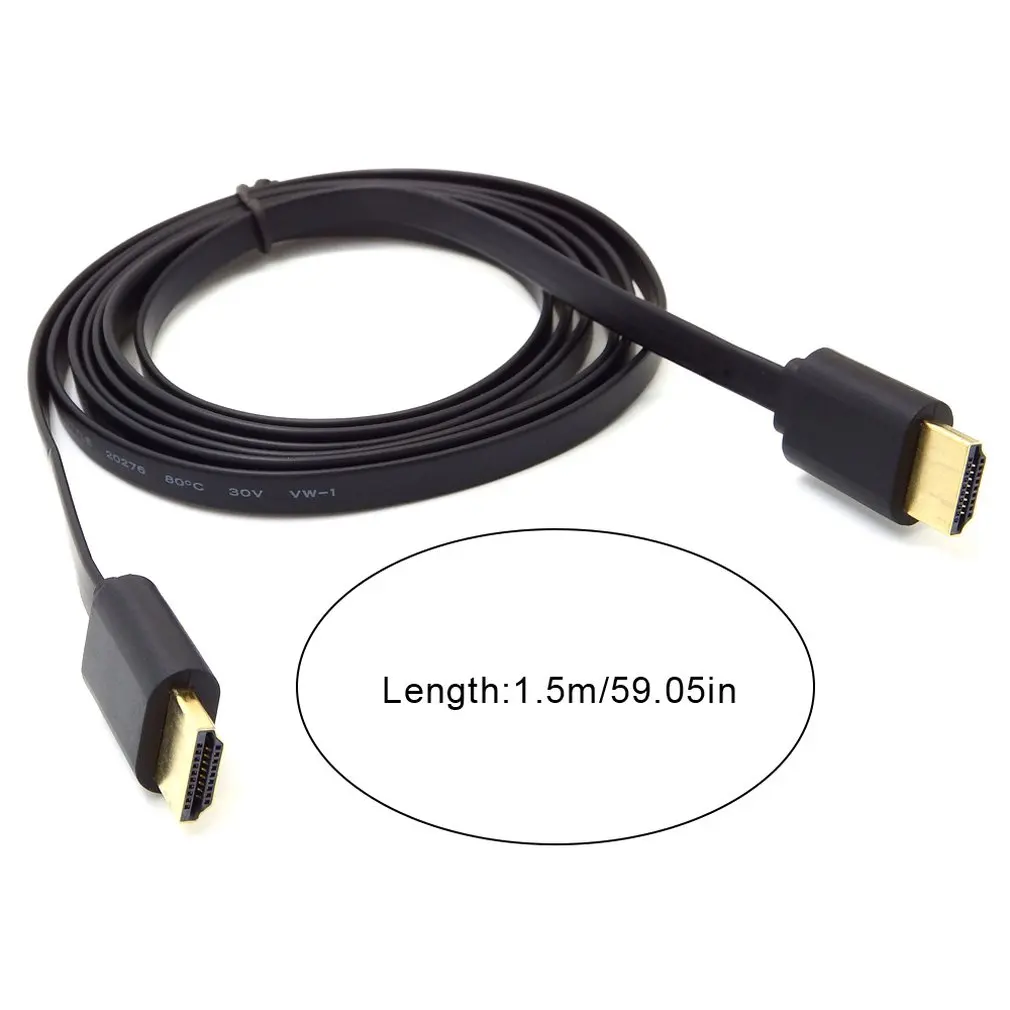 

1.5M HDMI to HDMI Cable 1.4v 1080p 3D Flat line short gold Plated Plug Male-Male HDMI Cable for PS3 HDTV DVD XBOX PC Pro Hot