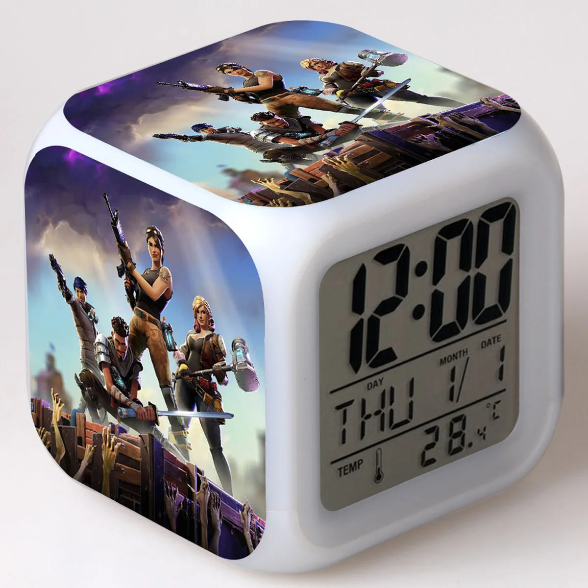 

Fortnites Game Kids Alarm Clock Wake Up Light Digital Alarm Clock Toy LED Fortress Clock Color Changing Table Reveil Wekker