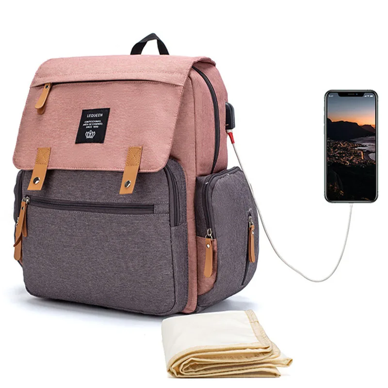 LEQUEEN USB сумка для подгузников детская коляска ухода за ребенком большой рюкзак
