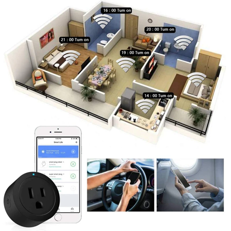 

10A WiFi Smart Socket US Standard Plug Mobile Phone Remote Control Voice Control Tuya Smart Life APP Timing Control Plug Socket