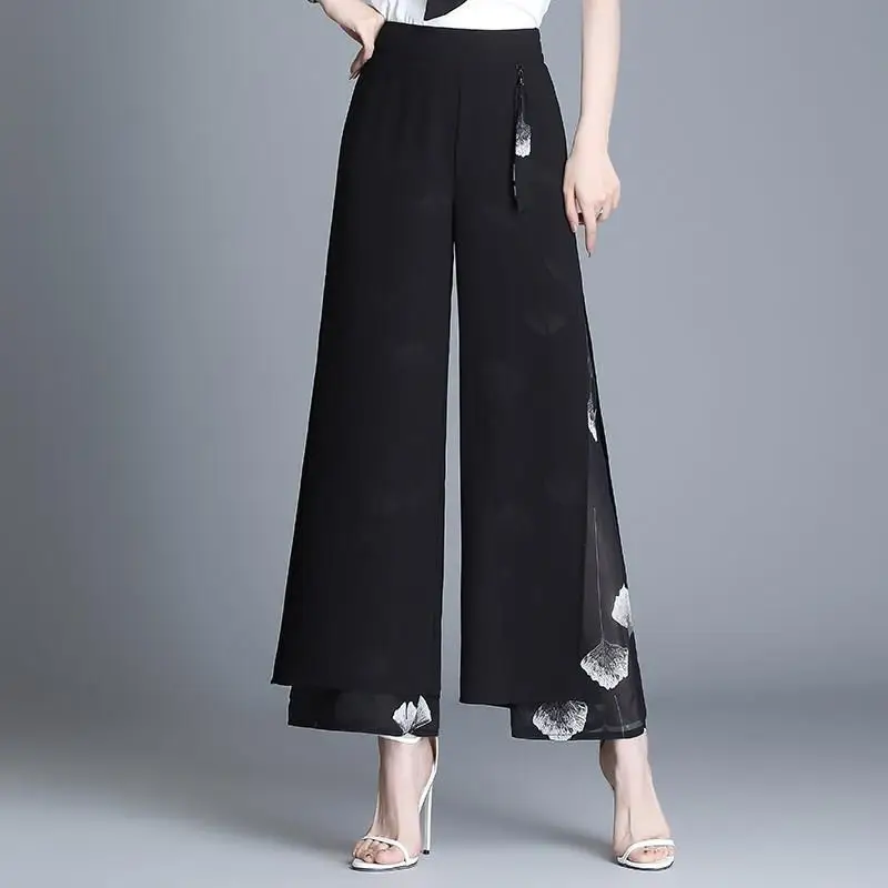 

Hot Selling High Waist Wide Leg Pants Women 2020 New Streetwear Chiffon Pants Casual Loose Ankle-Length Large Size Trousers