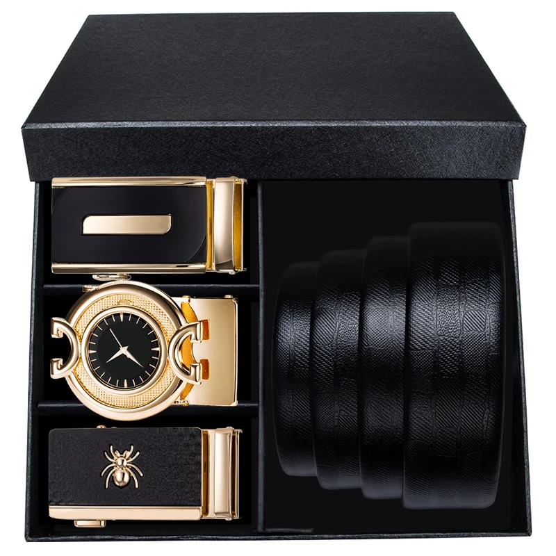 Мужской ремень из натуральной воловьей кожи в деловом стиле с автоматической