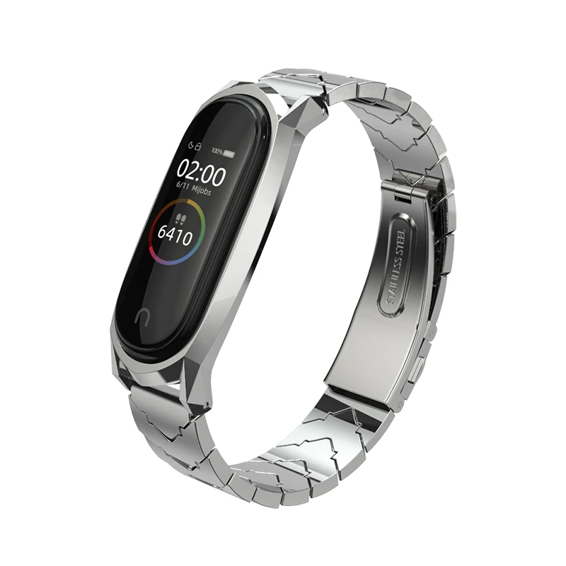 Mi band 4 ремешок для Xiaomi mi ремешок 4 ремешок mi и 3 металлический браслет умный ремешок для часов Безвинтовой браслет из нержавеющей стали
