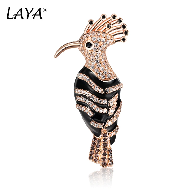 

Laya Silver Brooch For Women Pure 925 Sterling Silver Shiny High Quality Zircon Chic Color Woodpecker Trendy Jewelry 2021 Trend