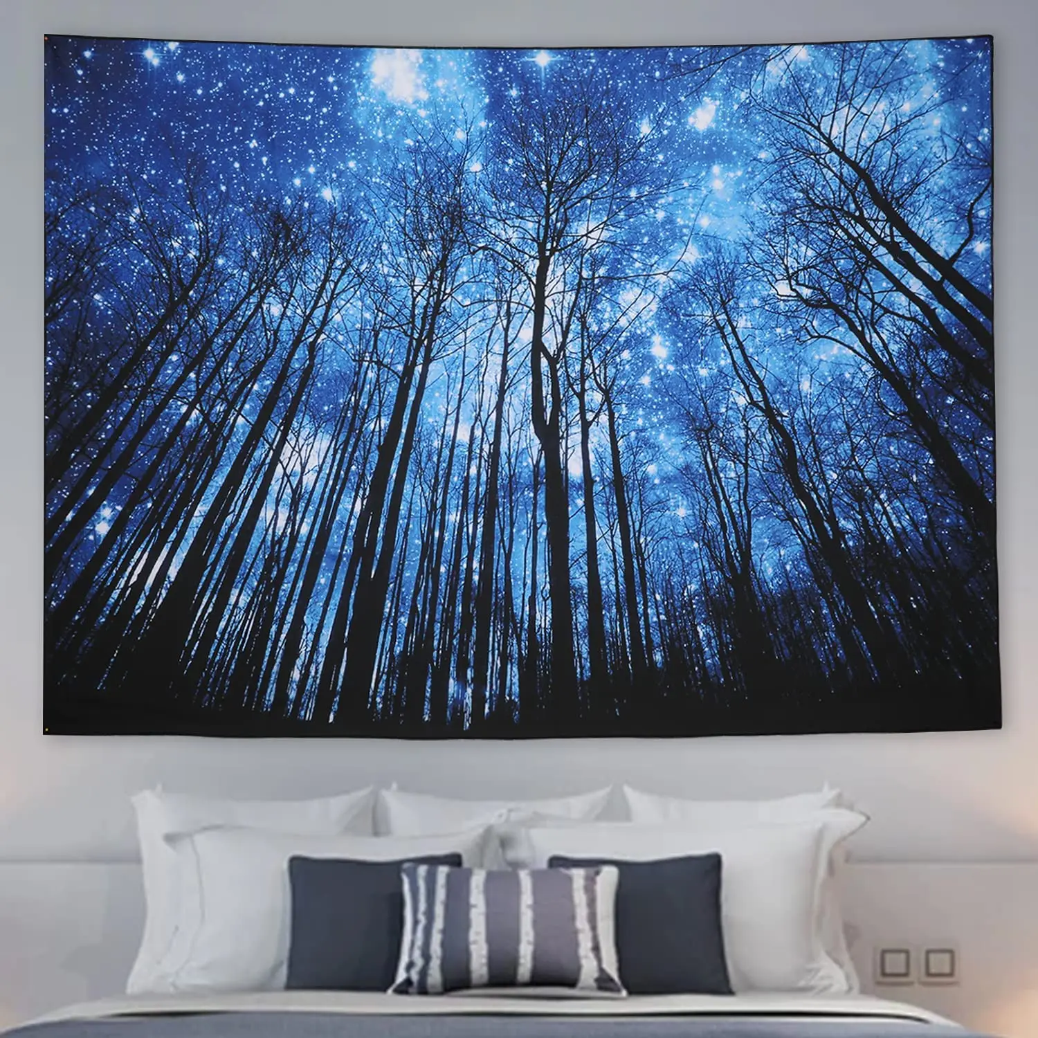 

Lisdwde Wall Aesthetic Trippy Starry Night Forest Wall Hanging Hippie Nature Tree Milky Way Galaxy Decor Beach Blanket