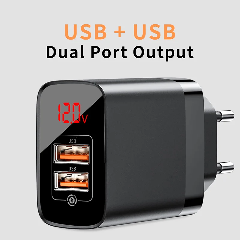 Baseus светодиодный дисплей USB зарядное устройство для мобильного телефона адаптер питания для iPhone samsung xiaomi настенная Быстрая зарядка розетка США вилка универсальная