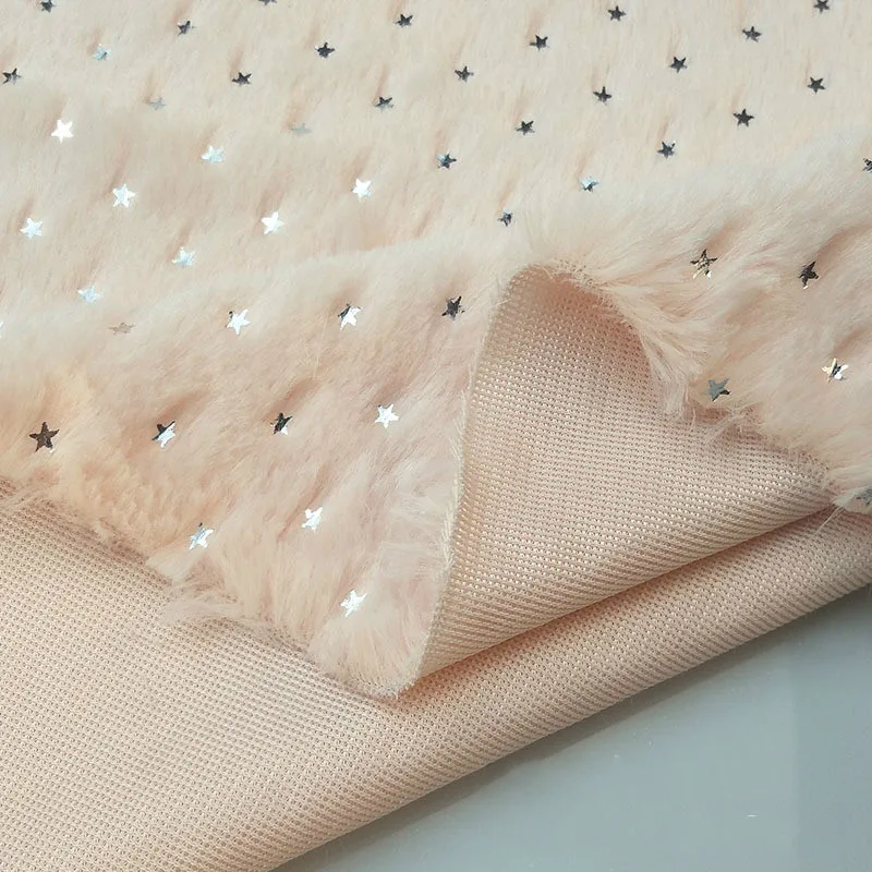 Популярная Золотая фланелевая имитация кроличьего меха ткань с блестками и