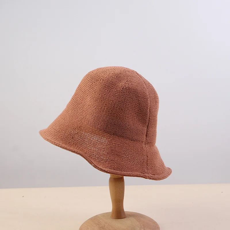 New fisherman hat female knitted Japanese art beach Korean outdoor folding basin sunshade and breathable | Аксессуары для одежды