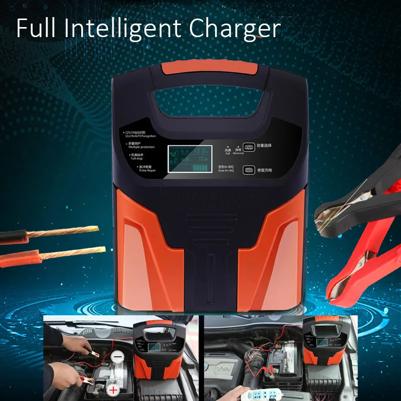 

New Upgrade Efficient and Durable Automotive Battery Intelligent Charger 12 V 24 V Dry and Wet Battery Pulse Repair Charger