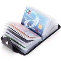 1pc pu function 24 bits credit card holder solid color card case business id card organizer portable men women wallets supplies