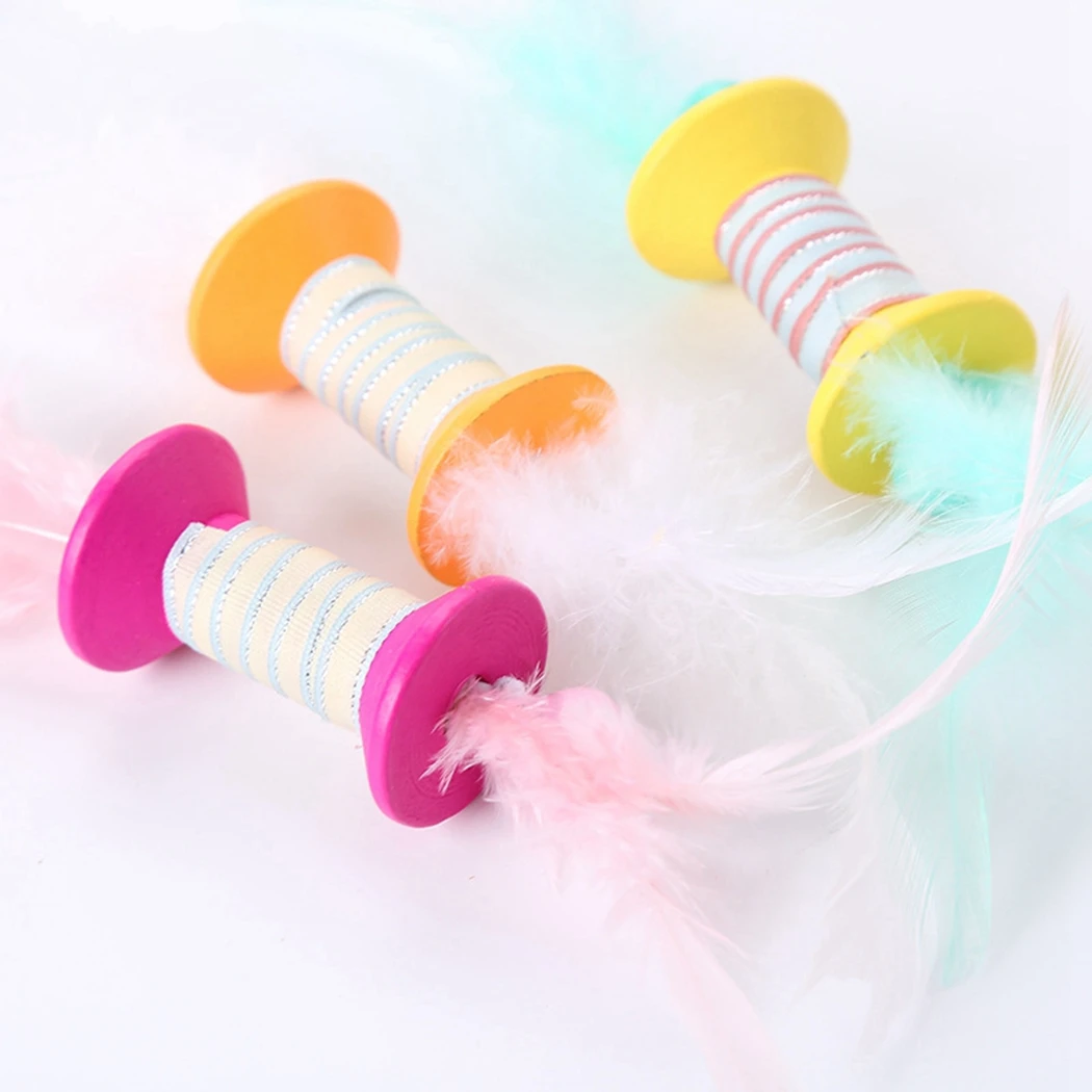 

Dumbbell Cat Toy Funny kitten Play Toy Pet Cat Roller Playing Toy with Bells Interactive Toys Funny Fake Feather kitten Play Toy