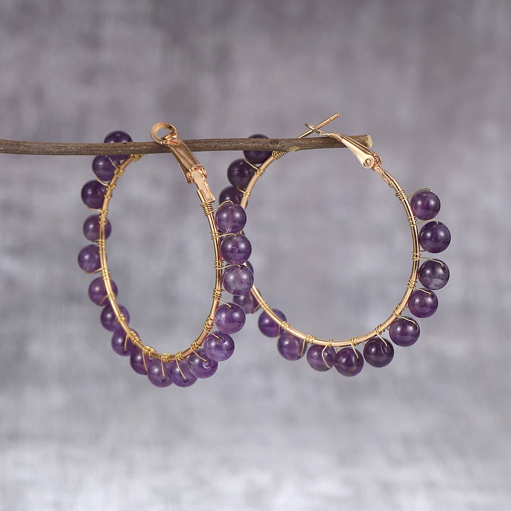 Женские Висячие серьги с натуральным клубничным кристаллом аметисты индийский