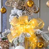 diy christmas decoration led ribbon bows light christmas tree string light bow knot ornament wedding decor navidad new year 2022