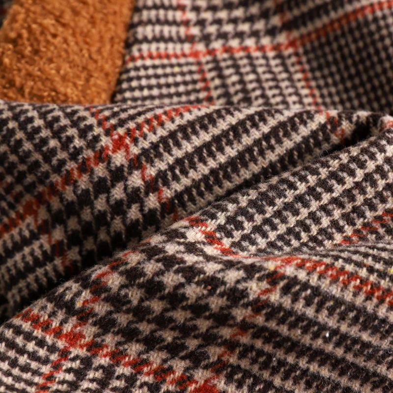 Зимнее шерстяное пальто в клетку Женская Теплая Флисовая EC.MS верхняя одежда для